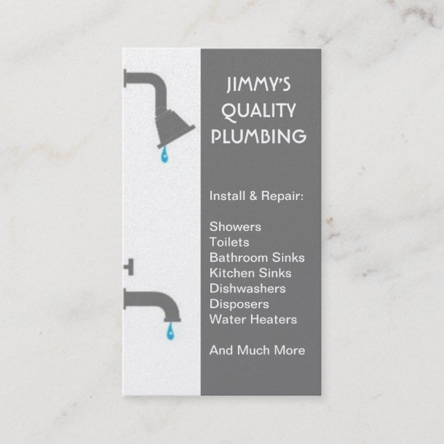 Plumber Plumbing Installation Service Repair Business Card (Front)