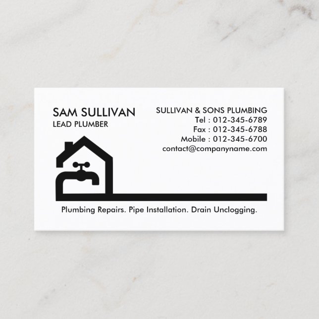Plumber Plumbing Leaking Faucet Home Repair Business Card (Front)