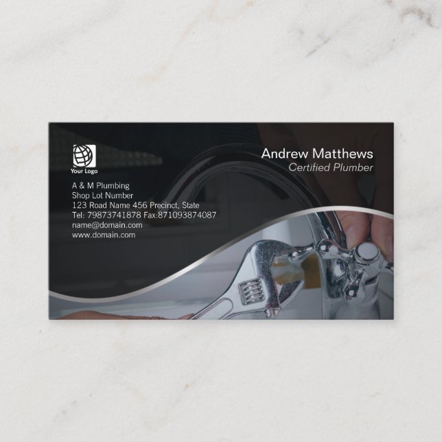 Plumber Plumbing Leaking Faucet Home Repair Business Card (Front)