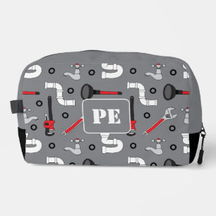 Plumber Plumbing Pattern Monogram Personalised Dopp Kit