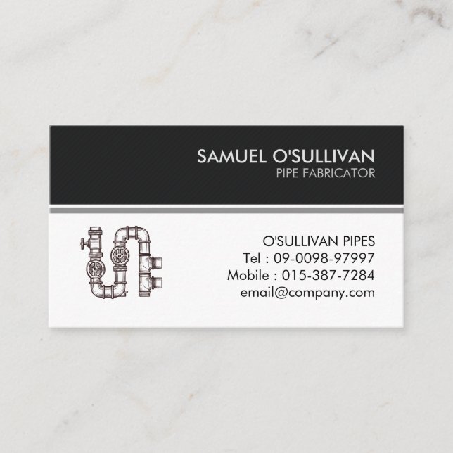 Plumber Plumbing Pipe Layer  Business Card (Front)