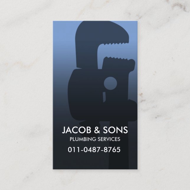 Plumber Plumbing Pipe Wrench  Business Card (Front)