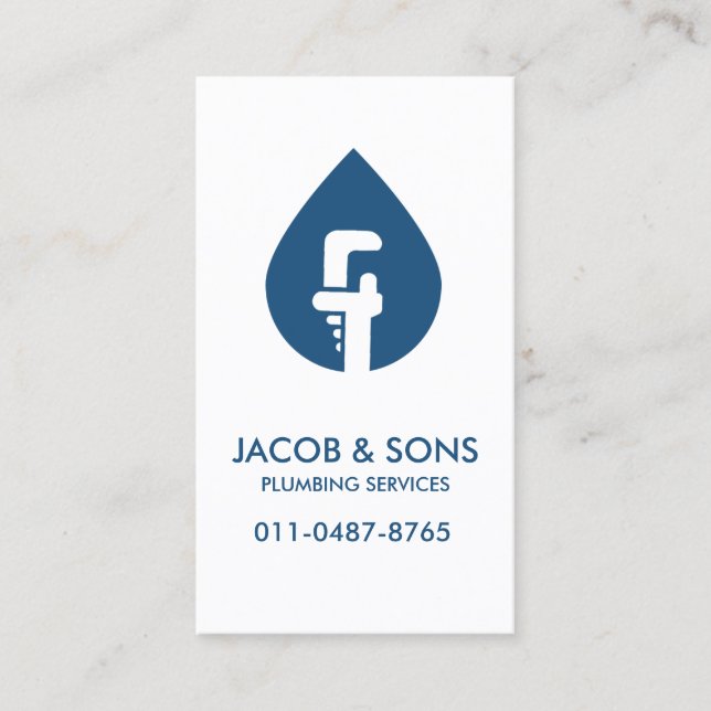 Plumber Plumbing Pipe Wrench  Business Card (Front)