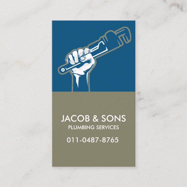 Plumber Plumbing Pipe Wrench  Business Card (Front)