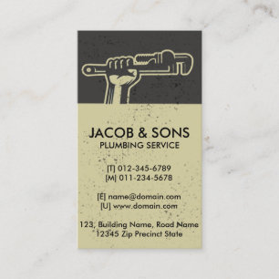 Plumber Plumbing Pipe Wrench  Business Card