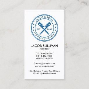 Plumber Plumbing Pipe Wrench  Business Card