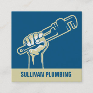 Plumber Plumbing Pipe Wrench  Square Business Card