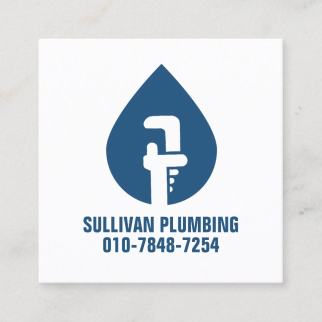 Plumber Plumbing Pipe Wrench  Square Business Card (Front)