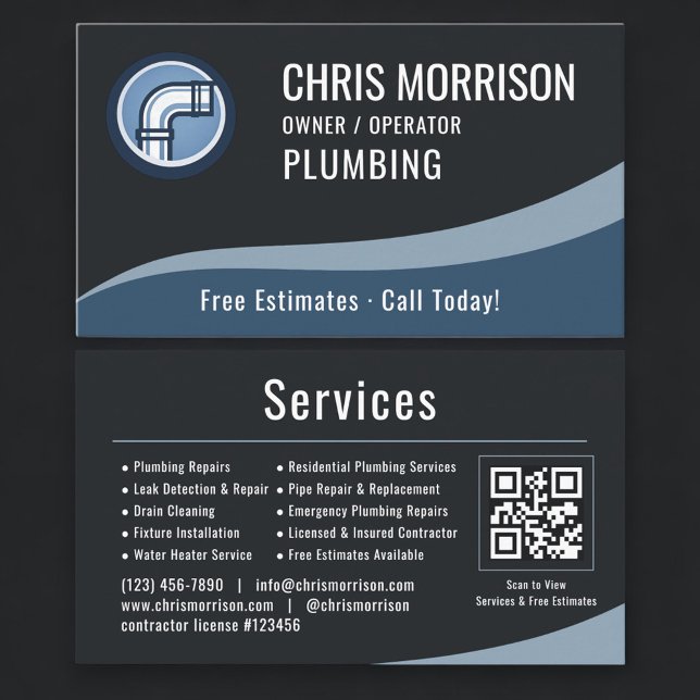 Plumber Plumbing QR Code Business Card (Creator Uploaded)