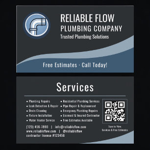Plumber Plumbing QR Code Professional Business Card