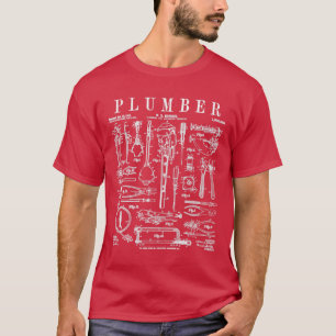 Plumber Plumbing Wrench And Tools Vintage Patent P T-Shirt