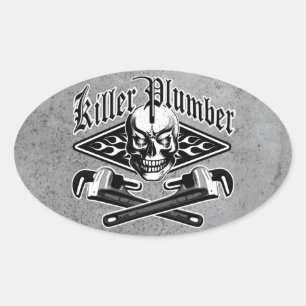 Plumber Skull: Killer Plumber 3.1 Oval Sticker
