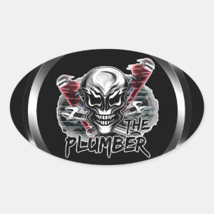 Plumber Skull: The Plumber Oval Sticker