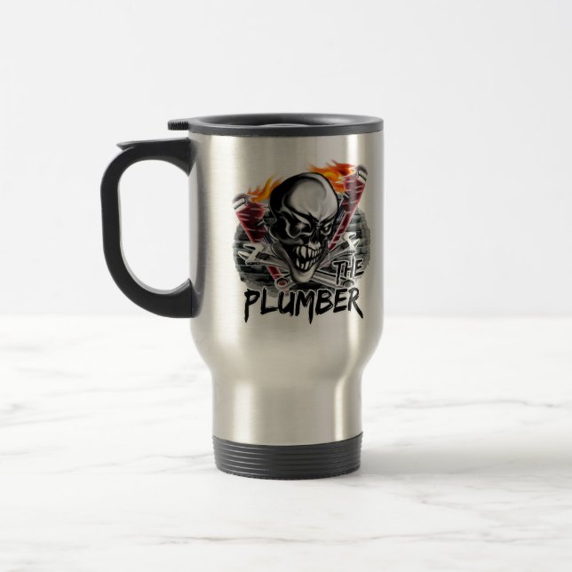 Plumber Skull Travel Mug: "The Plumber" Travel Mug (Left)