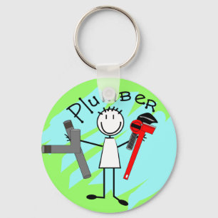 Plumber stick person design key ring