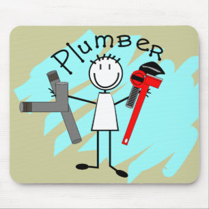 Plumber stick person design mouse mat