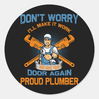 Plumber T-shirt Classic Round Sticker