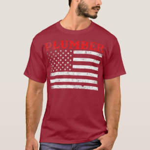 Plumber USA American Flag Patriotic 4th of July T-Shirt