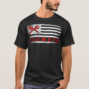 Plumber USA Flag American Plumbing Pipefitter Of T-Shirt