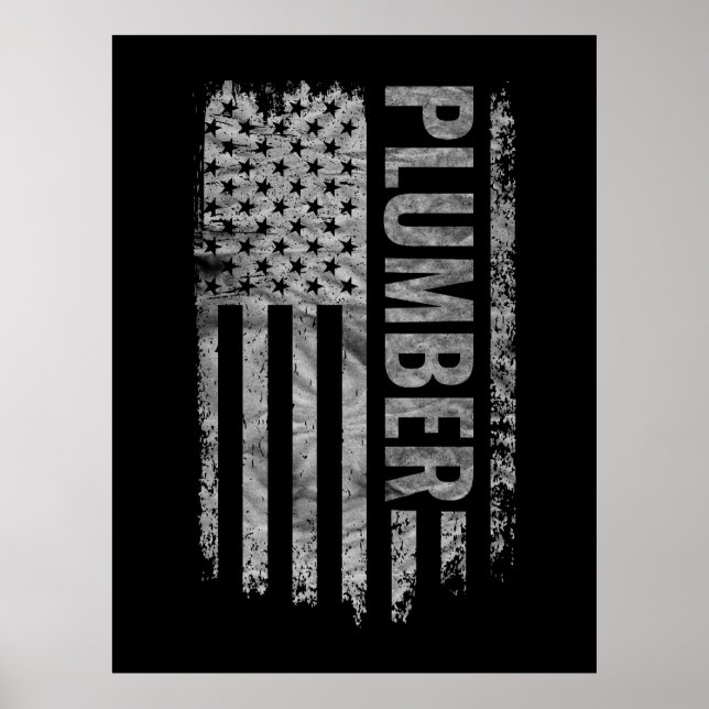 Plumber USA Flag Distressed design Poster (Front)