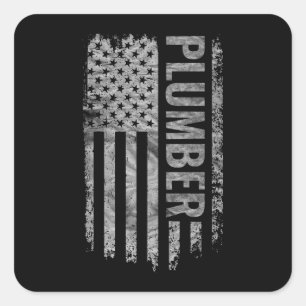 Plumber USA Flag Distressed design Square Sticker