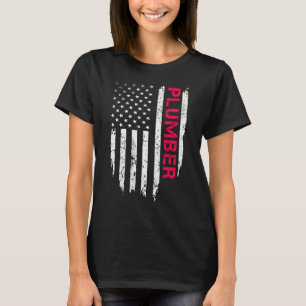 Plumber Vintage American Flag Plumbing 4th Of July T-Shirt
