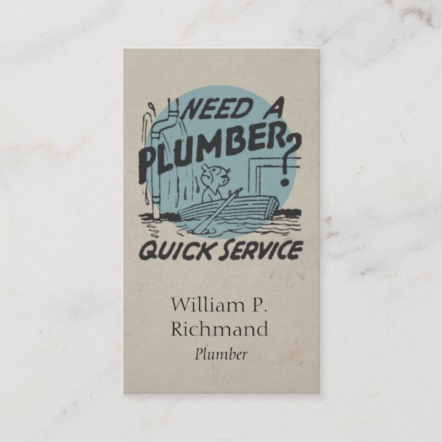 Plumber Vintage  Business Card (Front)