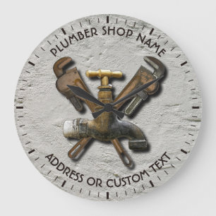 Plumber Water Drainage Sewage Engineer Technician Large Clock