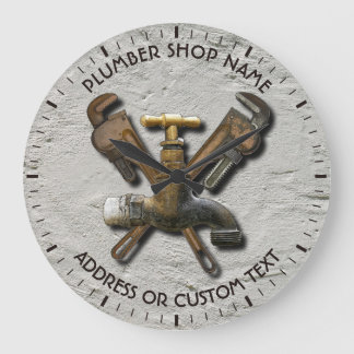 Plumber Water Drainage Sewage Engineer Technician Large Clock