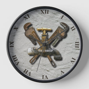Plumber Water Sewage Drainage Technician Engineer Clock