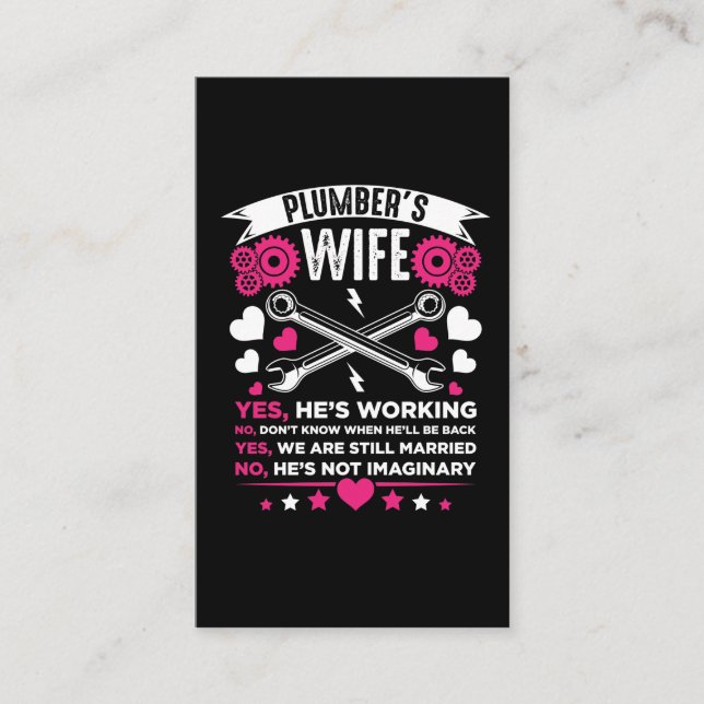 Plumber Wife Girlfriend Husband Wedding Business Card (Front)
