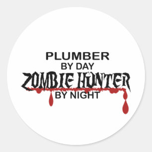 Plumber Zombie Hunter Classic Round Sticker