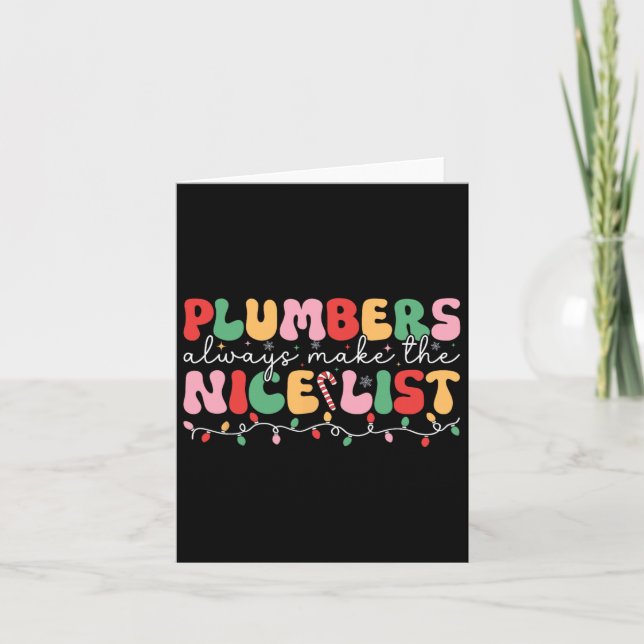 Plumbers Always Make The Nice List Groovy Plumber  Card (Front)