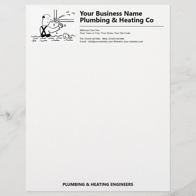 Plumbers and Plumbing Business Letterhead (Front)
