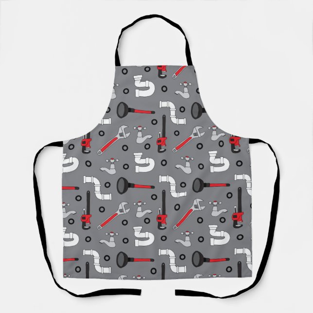 Plumbers Equipment Plumbing Tools Patterned Apron (Front)
