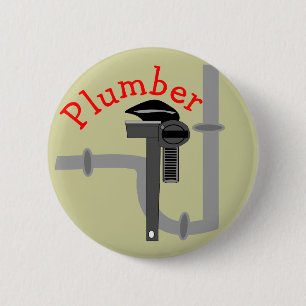 Plumbers gifts 6 cm round badge