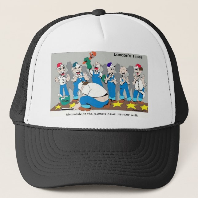 Plumbers Hall Of Fame Funny Gifts & Collectibles Trucker Hat (Front)