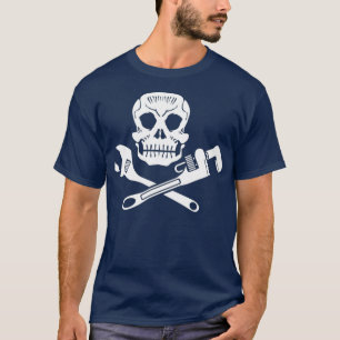 Plumbers Skull Pipefitter Wrench Steamfitter T-Shirt