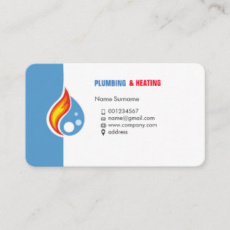 Plumbing and heating. Business card for handyman