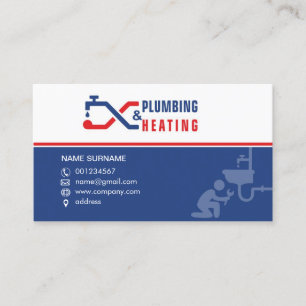 Plumbing and heating. Business card for handyman