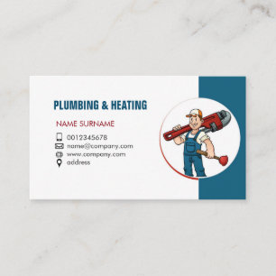 Plumbing and heating. Business card for handyman