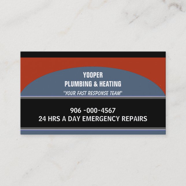 Plumbing and Heating Home Maintenance and Repair Business Card (Front)