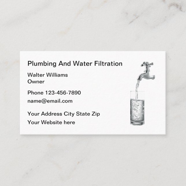Plumbing And Water Filter Services Business Card (Front)