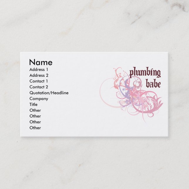 Plumbing Babe Business Card (Front)