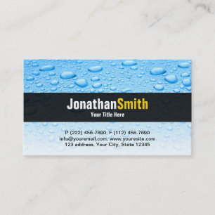 Plumbing business cards blue water drops