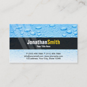 Plumbing business cards blue water drops