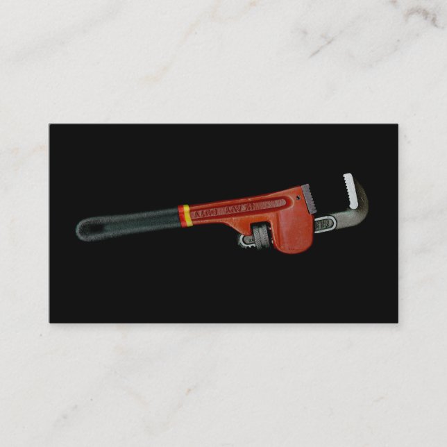 Plumbing business cards plumbers wrench art (Front)