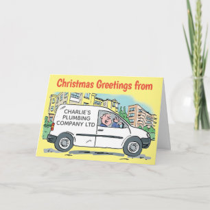 Plumbing Business Name on Van Christmas Card