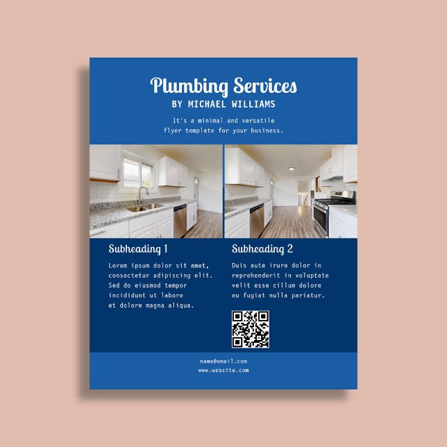 Plumbing Business Retro Script Photo Blue Flyer (Creator Uploaded)
