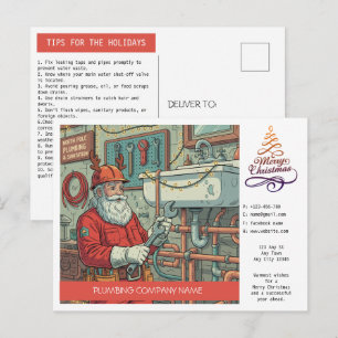 Plumbing Company Christmas Greeting Postcard